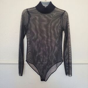 Zara Bodysuit Black Sheer Long Sleeve Bodysuit